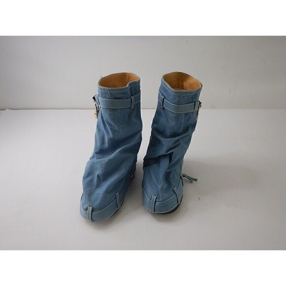 Yolkomo Women's Fold Over Knee High Denim Boots with Zipper Lock, Size 9.5 - Picture 2 of 7